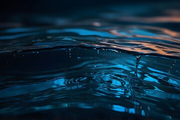 glowing blue water abstract with drops