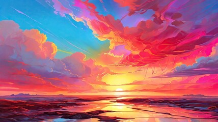 Canvas Print - sunset over the sea