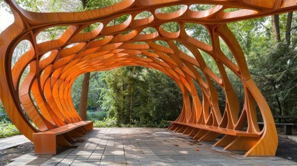 Sticker - Wooden Pavilion's Abstract Orange Design