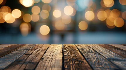 Poster - A wooden table with a blurry background