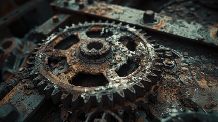 Greased gears in an old mechanism