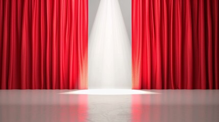 Poster - A red curtain with white light shining through it