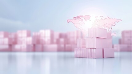Wall Mural - A pink building with a pink globe on top of it