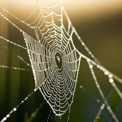 spider web with dew drops