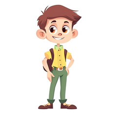 Poster - An illustration of a boy smiling while wearing a backpack