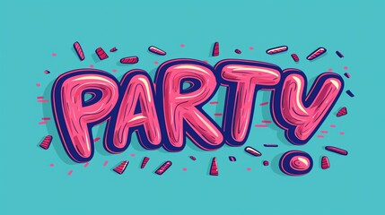 Poster - Colorful Party Text with Fun Background Elements