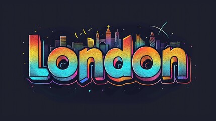 Canvas Print - Colorful London City Typography with Skyline Elements