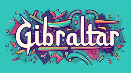 Poster - Colorful Graphic Art Featuring Gibraltar Text