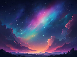 Wall Mural - abstract glowing mysterious colorful gradation night sky