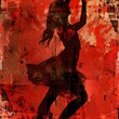 © Jaemie - Silhouette of Dancer Against Abstract Red Background