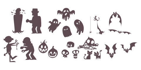 Wall Mural - flat halloween silhouette element