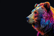 © G - Abstract Portrait of A bear in multicolor with black background wallpaper and copy space