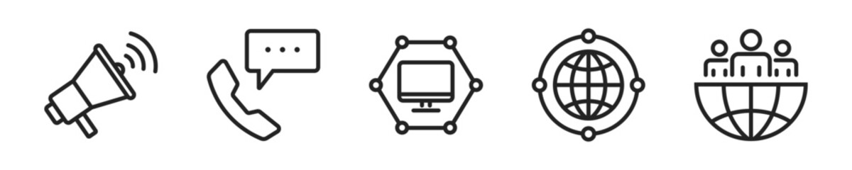 Wall Mural - digital marketing icon set. set of 5 outline icons related to digital marketing. linear icon collect