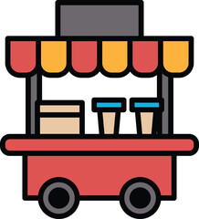 Wall Mural - Cart selling smoothies in line icon style