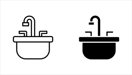 Wall Mural - Bathroom sink unit line icon set, outline vector sign, vector illustration on white background