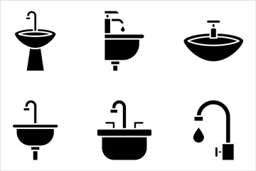 Wall Mural - Bathroom sink unit line icon set, outline vector sign, vector illustration on white background