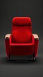 © peacehunter - Modern Red Theater Seat with Wooden Armrests on Dark Background - Comfortable and Stylish Seating