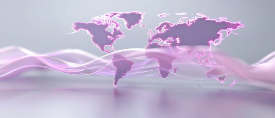 Wall Mural - A purple wave with a globe in the middle