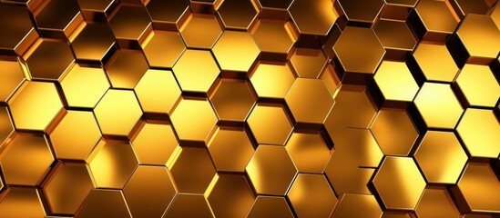 Sticker - Golden Hexagon Pattern Background