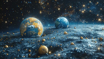 Wall Mural - Planet Earth on starry space background