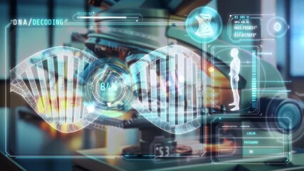 Wall Mural - medical research in infographics with dna decoding.