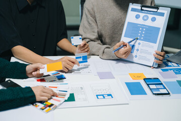 Wall Mural - ux graphic designer planning application process development prototype wireframe for web smart phone