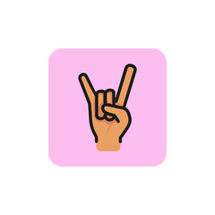 Wall Mural - Devil horn gesture line icon. Rock and roll, fan culture, hand. Gesturing concept. Can be used for topics like heavy metal, music culture, festival