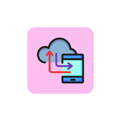 Canvas Print - Icon of transferring data to phone. Exchanging data, connection, backup, hosing. Cloud storage concept. Can be used for topics like organizing data, technology, cyberspace