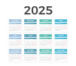 © PixMarket - 2025 Calendar, week starts on Monday, vector eps10 illustration