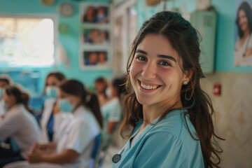 Wall Mural - smiling female doctor at hospital