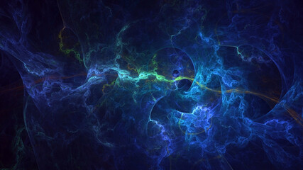 Wall Mural - 3d manual rendering abstract blue fractal light background. its not ai generatd illustration.