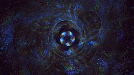 Wall Mural - 3d manual rendering abstract blue fractal light background. its not ai generatd illustration.