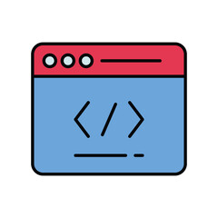 web programming color line icon with white background vector stock illustration
