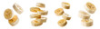 © PNGSTOCK - Flying banana slices isolated transparent background, PNG set