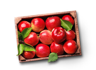 Canvas Print - Wooden box with fresh red apples