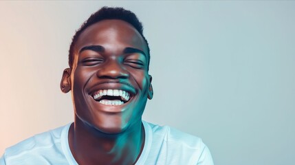 Wall Mural - A smiling black man with his mouth open.