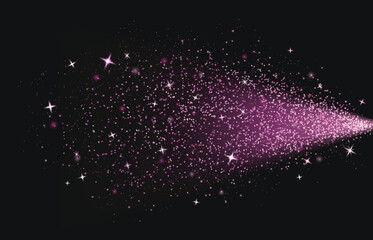 Wall Mural - pink glitter light spray effect. dust sparkle vector. magic powder burst. rose perfume mist texture.