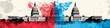 © patpongstock - Abstract illustration of the United States Capitol building with a red and blue color theme, symbolizing political division.