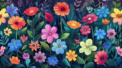 Wall Mural - Vibrant Floral Meadow