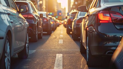 cars  lined up along the side