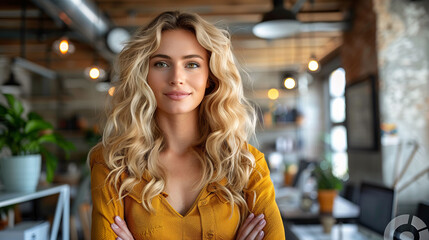 Wall Mural - Confident Young Woman in Modern Workspace