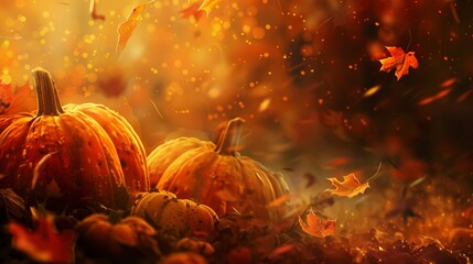 Canvas Print - Autumn pumpkin background