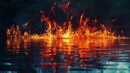 Wall Mural - Fire Reflecting on Water.