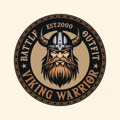 Viking Warrior Viking helmet strongman beard vintage logo