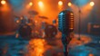 © studio clever - Retro microphone on a stage with blurred lights - generative ai