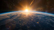 © Best_Seller - Our planet Earth, which is surrounded by the vastness of space filled with stars and nebulae. Witness the breathtaking sunrise and gaze upon our home from the depths of the cosmos.
