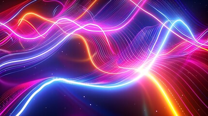 Poster - Neon light lines in an abstract background