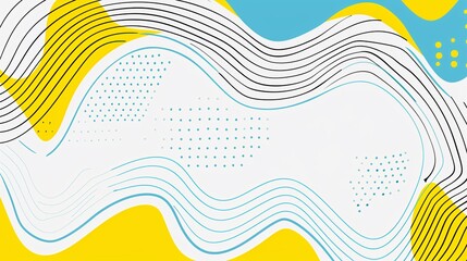 Wall Mural - Abstract Yellow, Blue, and White Shapes with Black Lines