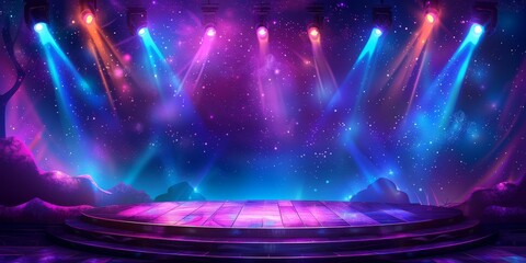 Fototapete - Abstract digital artwork featuring vibrant neon lights and colors, capturing the essence of modern technology and futuristic design in a dazzling and creative display