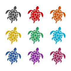 Wall Mural - Sea turtle icon isolated on white background. Set icons colorful